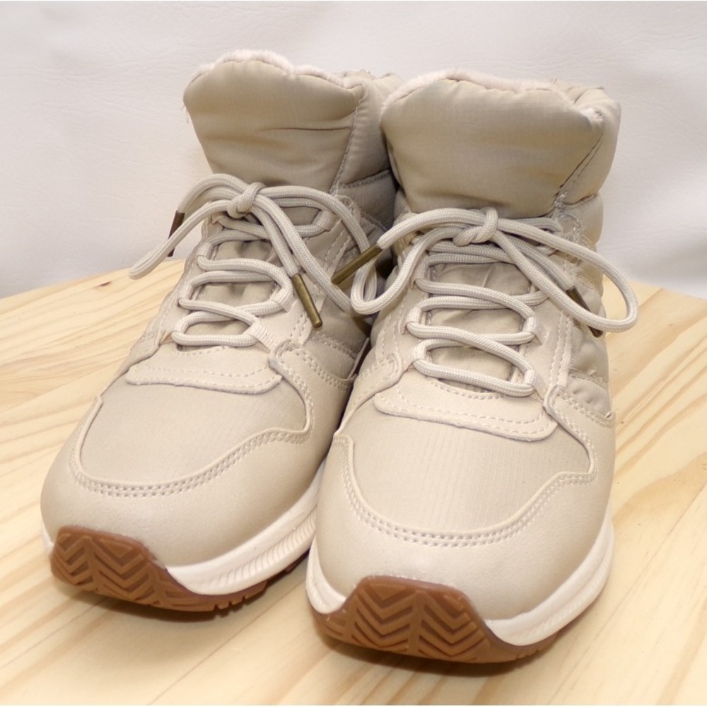 Eddie Bauer Balasana Winter Boots Womens Beige Sz 8 Quilted Faux Fur Lined